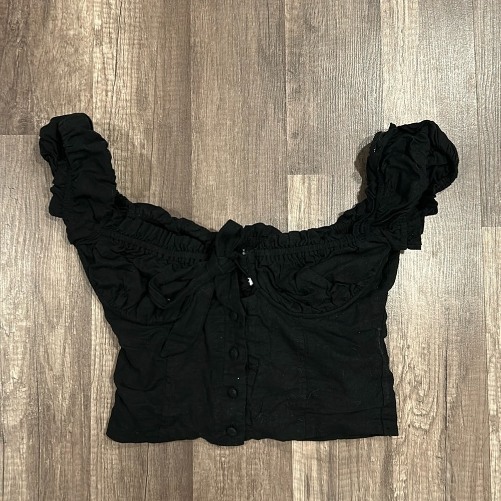 Princess Polly Elouise Black Milkmaid Top